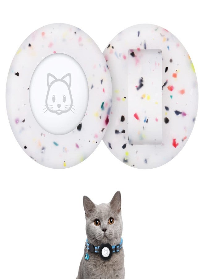 SimpleThings Compatible with Airtag Cat Collar Holder, Small Collar Holder Compatible with Apple Air Tag GPS Tracker, 2Pack Waterproof Case Cover for Cat Dog Pet Collar Within 3/8 inch (2 Transflower) - Image 1